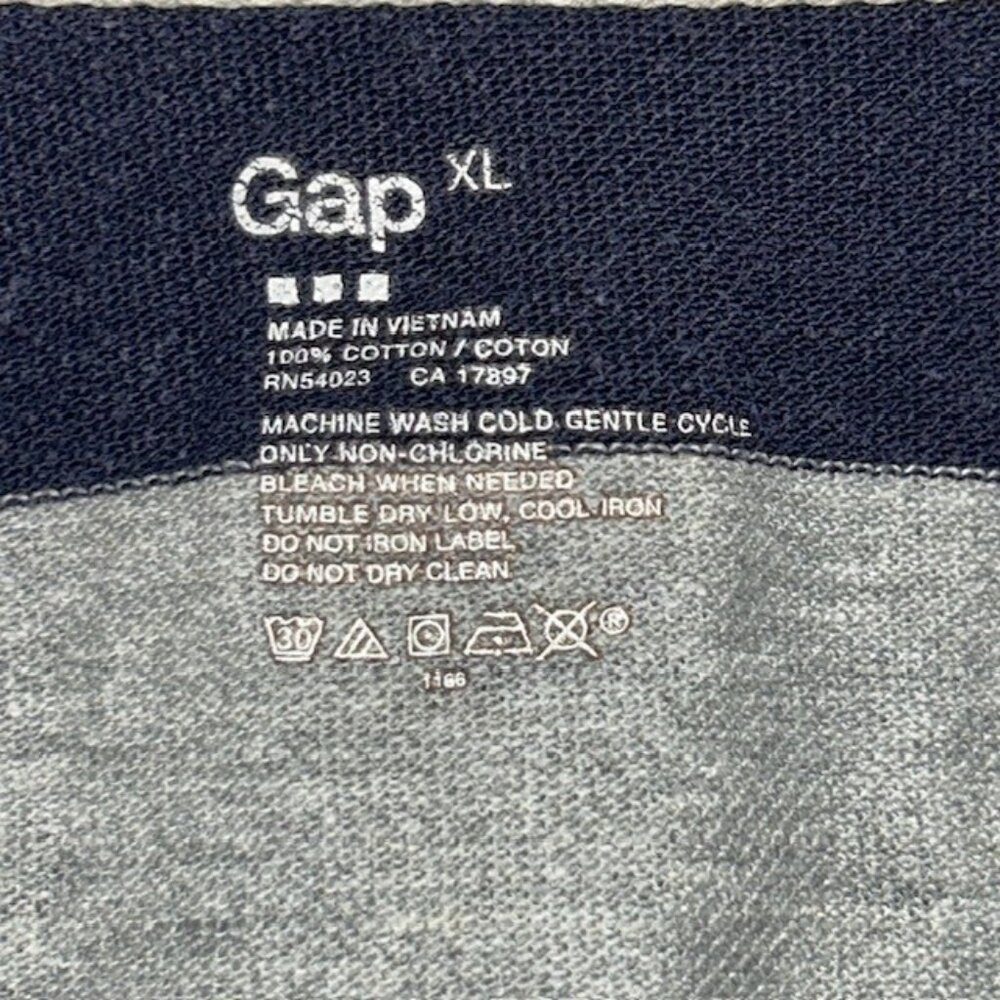 Gap Polo Shirt Mens XL Gray Navy Blue Striped Rugby Short Sleeve Cotton Classic - Picture 3 of 4